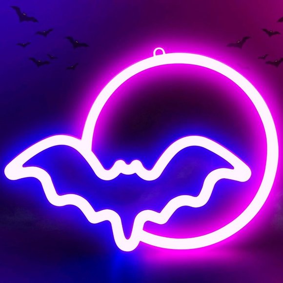 Urban Outfitters Other - Spooky Bat Full Moon Purple Neon Light Halloween Costume Party Fall Decor LED